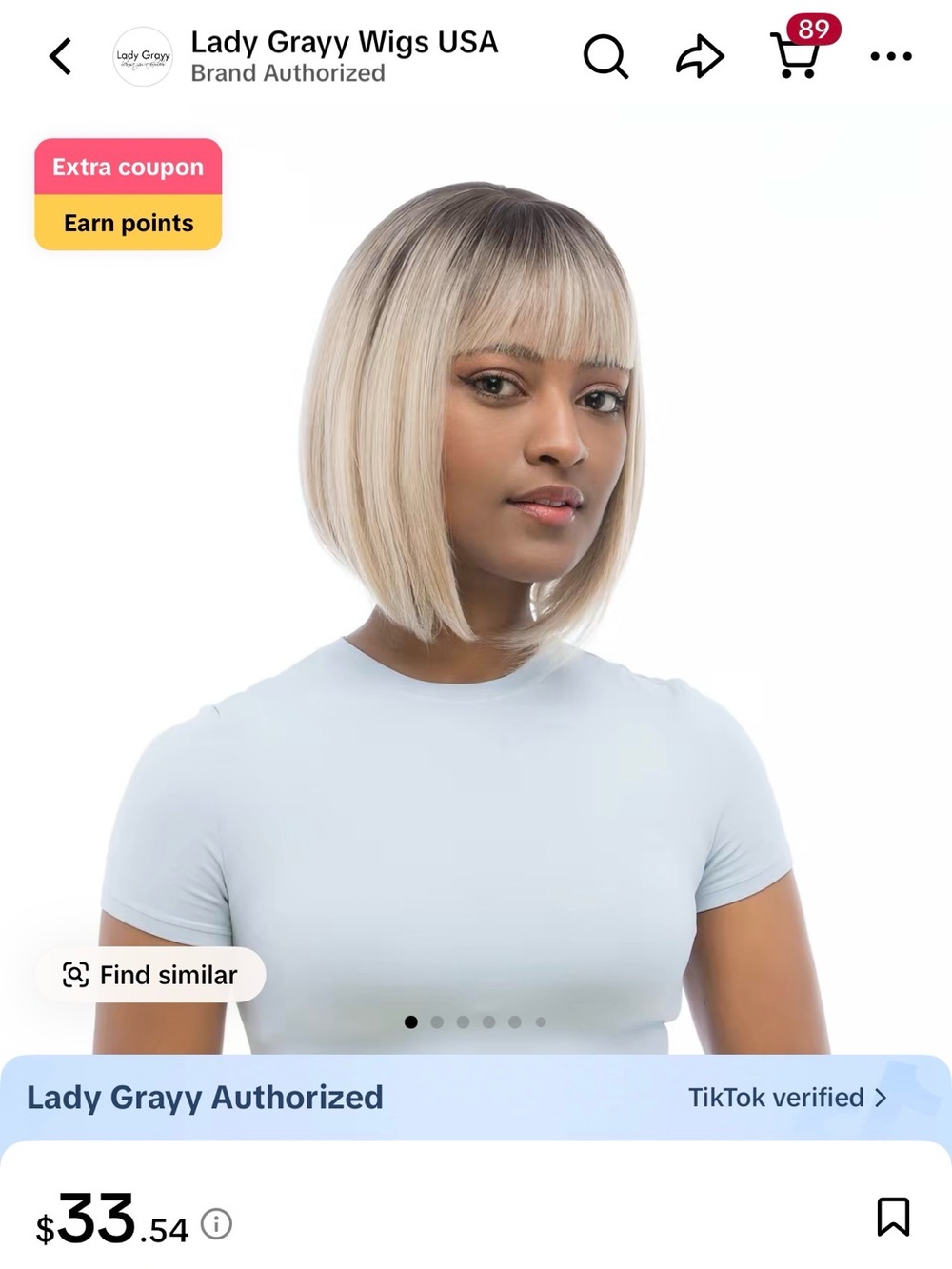 Short Bob Wig with Bangs - Blonde 
Lady Grayy Wigs